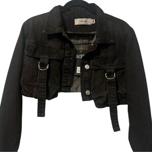 Women’s Crop Black Denim Jacket